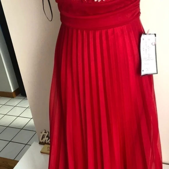 RED Embellished Plated Jeweled Prom Gown B. Darlin - Picture 9 of 15